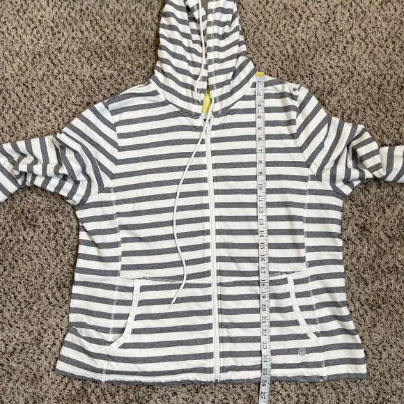 T By Talbots Women Striped Zip Up Hoodie Sweatshirt Size XL Yellow Lined Stretch - Picture 9 of 9